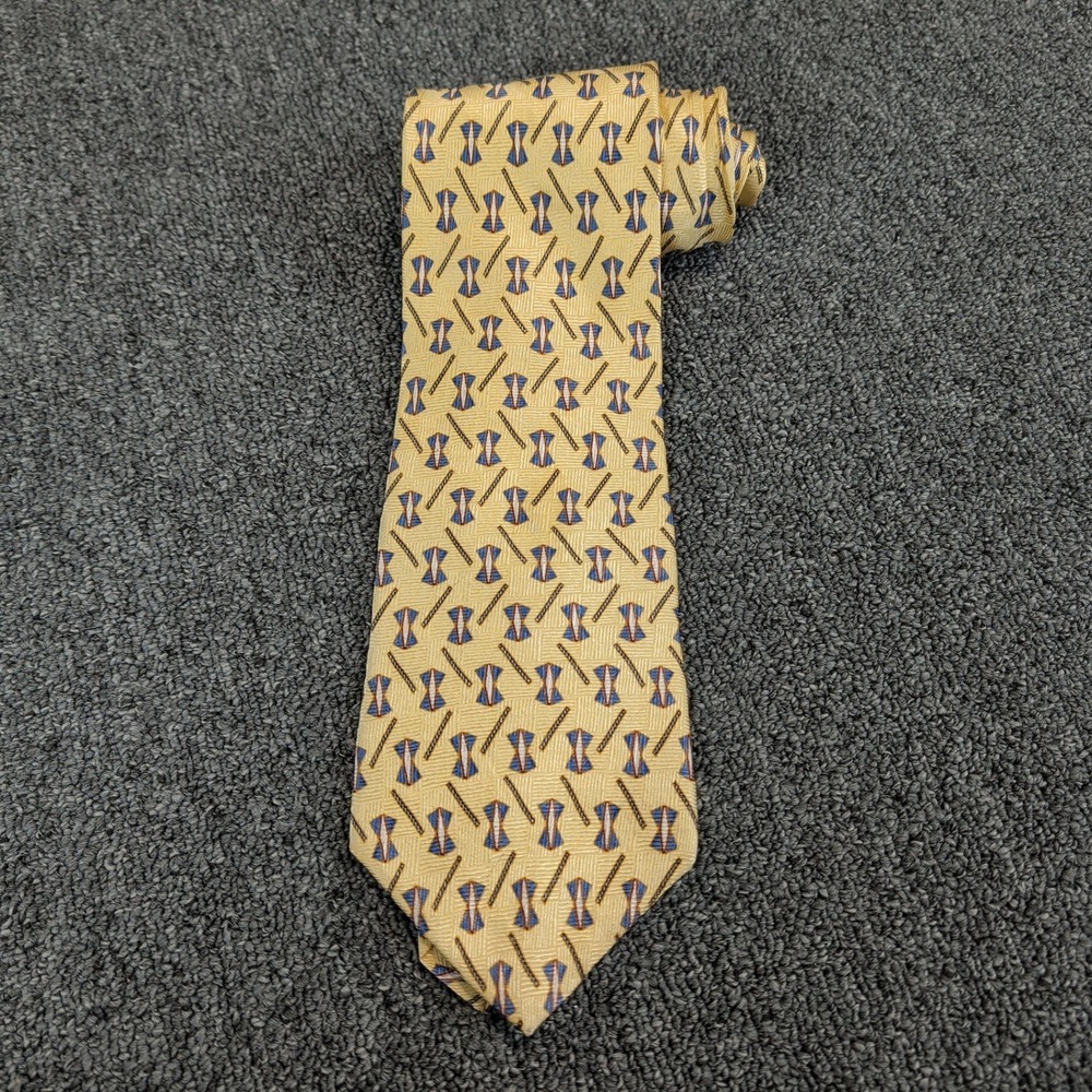 Neo Bill Blass Vintage Geometric Silk Tie Mens OS Gold Blue Yellow Necktie — photo 2